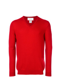 Мужской красный свитер с v-образным вырезом от Pringle Of Scotland