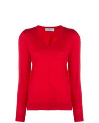 Женский красный свитер с v-образным вырезом от Pringle Of Scotland