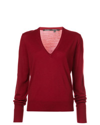 Женский красный свитер с v-образным вырезом от Proenza Schouler