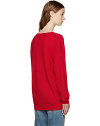 Женский красный свитер с v-образным вырезом от 6397