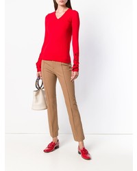 Женский красный свитер с v-образным вырезом от Joseph