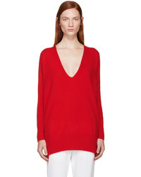 Женский красный свитер с v-образным вырезом от Rosetta Getty