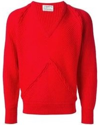 Мужской красный свитер с v-образным вырезом от Schiatti & C.