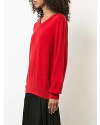 Женский красный свитер с v-образным вырезом от The Row
