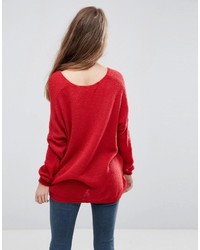 Женский красный свитер с v-образным вырезом от Asos