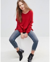 Женский красный свитер с v-образным вырезом от Asos