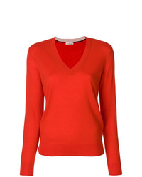 Женский красный свитер с v-образным вырезом от Tory Burch