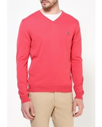Мужской красный свитер с v-образным вырезом от U.S. Polo Assn.