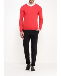 Мужской красный свитер с v-образным вырезом от United Colors of Benetton