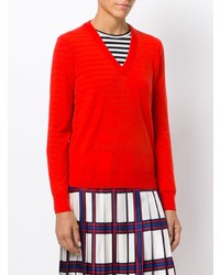 Женский красный свитер с v-образным вырезом от Tory Burch