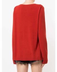 Женский красный свитер с v-образным вырезом от T by Alexander Wang