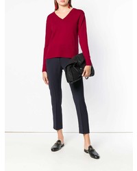 Женский красный свитер с v-образным вырезом от Zanone