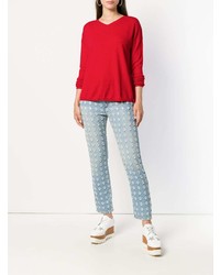 Женский красный свитер с v-образным вырезом от Aspesi