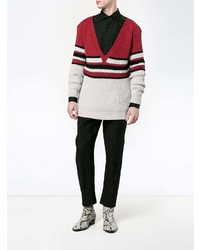 Мужской красный свитер с v-образным вырезом от Martine Rose