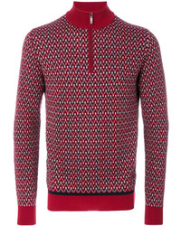 Мужской красный свитер с воротником на молнии от Brioni