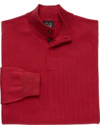 Красный свитер с воротником на пуговицах