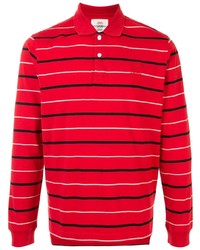 Мужской красный свитер с воротником поло в горизонтальную полоску от Kent & Curwen