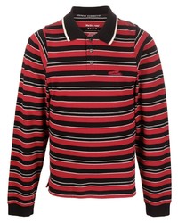 Мужской красный свитер с воротником поло в горизонтальную полоску от Martine Rose