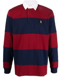 Мужской красный свитер с воротником поло в горизонтальную полоску от Polo Ralph Lauren