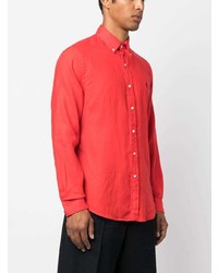 Мужской красный свитер с воротником поло с вышивкой от Polo Ralph Lauren
