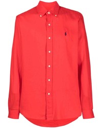 Мужской красный свитер с воротником поло с вышивкой от Polo Ralph Lauren