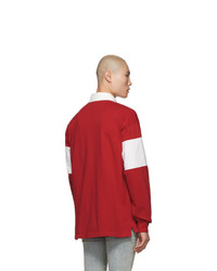 Мужской красный свитер с воротником поло с принтом от Gucci