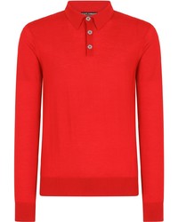 Мужской красный свитер с воротником поло от Dolce & Gabbana