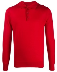 Мужской красный свитер с воротником поло от Emporio Armani