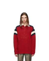 Мужской красный свитер с воротником поло от Gucci