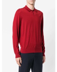 Мужской красный свитер с воротником поло от Z Zegna