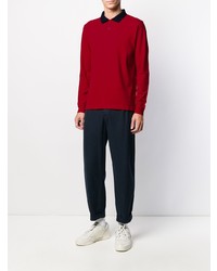 Мужской красный свитер с воротником поло от Sun 68