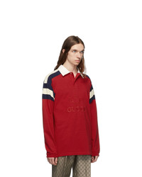 Мужской красный свитер с воротником поло от Gucci