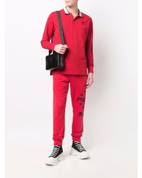 Мужской красный свитер с воротником поло от Philipp Plein
