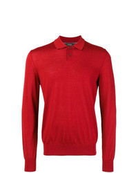 Мужской красный свитер с воротником поло от Z Zegna