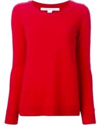 Красный свитер с круглым вырезом