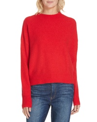 Красный свитер с круглым вырезом букле