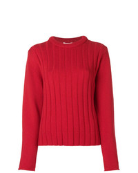 Женский красный свитер с круглым вырезом в вертикальную полоску от Chloé