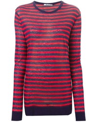 Женский красный свитер с круглым вырезом в горизонтальную полоску от Alexander Wang