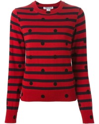 Женский красный свитер с круглым вырезом в горизонтальную полоску от Comme des Garcons