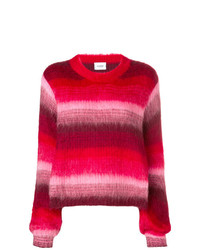 Женский красный свитер с круглым вырезом в горизонтальную полоску от Dondup