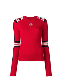 Женский красный свитер с круглым вырезом в горизонтальную полоску от Isabel Marant Etoile