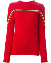 Женский красный свитер с круглым вырезом в горизонтальную полоску от Isabel Marant