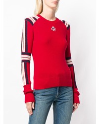 Женский красный свитер с круглым вырезом в горизонтальную полоску от Isabel Marant Etoile