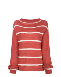 Женский красный свитер с круглым вырезом в горизонтальную полоску от MiH Jeans
