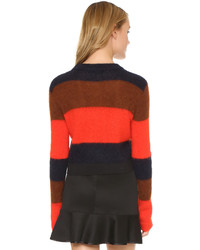 Женский красный свитер с круглым вырезом в горизонтальную полоску от Rag and Bone