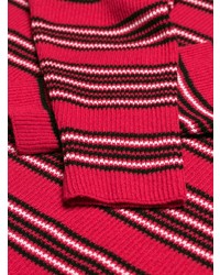 Женский красный свитер с круглым вырезом в горизонтальную полоску от Fendi