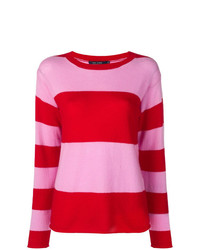 Женский красный свитер с круглым вырезом в горизонтальную полоску от Sofie D'hoore