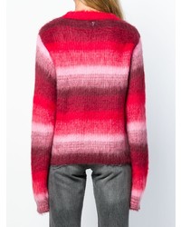 Женский красный свитер с круглым вырезом в горизонтальную полоску от Dondup