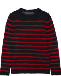 Женский красный свитер с круглым вырезом в горизонтальную полоску от The Elder Statesman