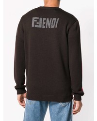 Мужской красный свитер с круглым вырезом с вышивкой от Fendi